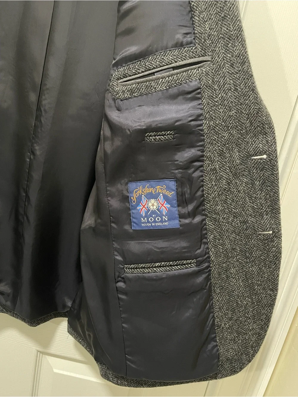 J Crew Charcoal Black Herringbone English Wool Ludlow Jacket Yorkshire Tweed 40R